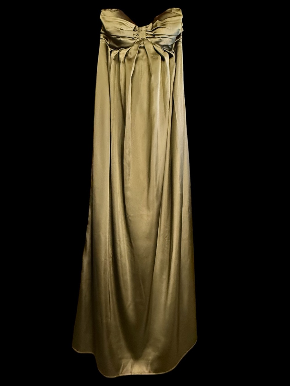 Lulus Memorable Entrance Olive Green Strapless Satin Maxi Dress NWT